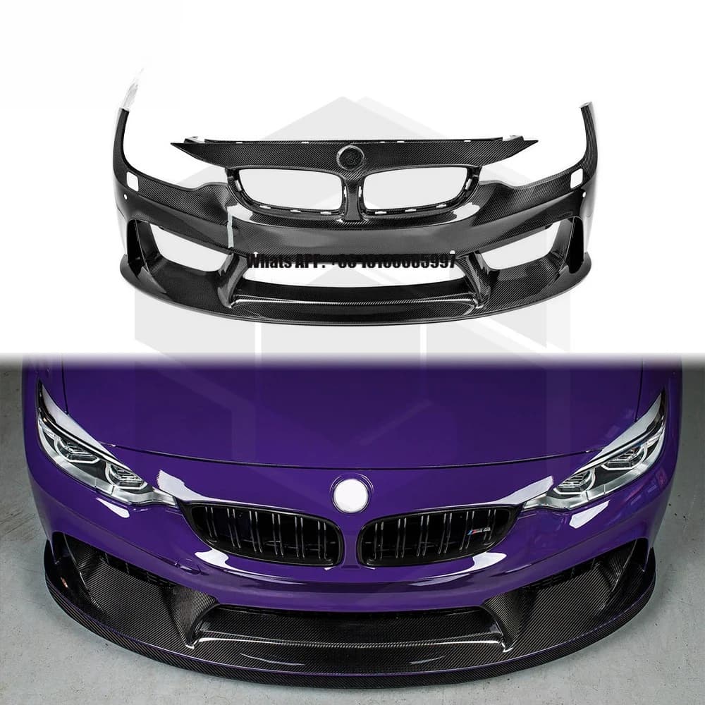 Real Carbon Fiber Type M3 M4 Front Bumper Auto Parts Good Installation Car Bumper Replacement for BMW M3 F80 M4 F82 F83 2014+