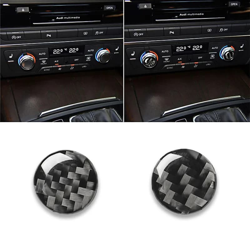 2Pcs Air Conditioning Button For Audi A6 A7 2012-2018 Carbon Fiber Sticker Car Interior Accessories