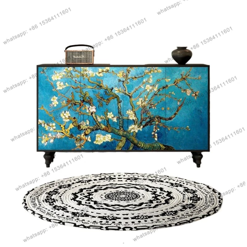 New Chinese-style entrance painted solid wood dining side living room storage hotel bed and breakfast bedroom storage cabinet