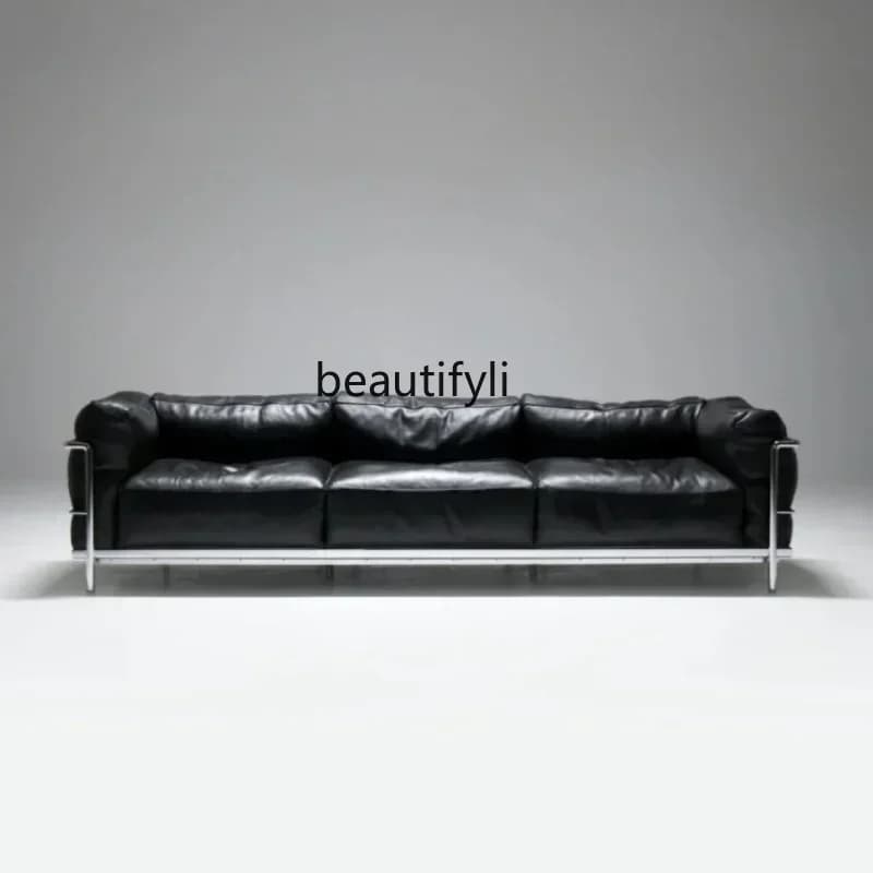 D33Italian light luxury black LC3 sofa combination living room small apartment leather art sofa