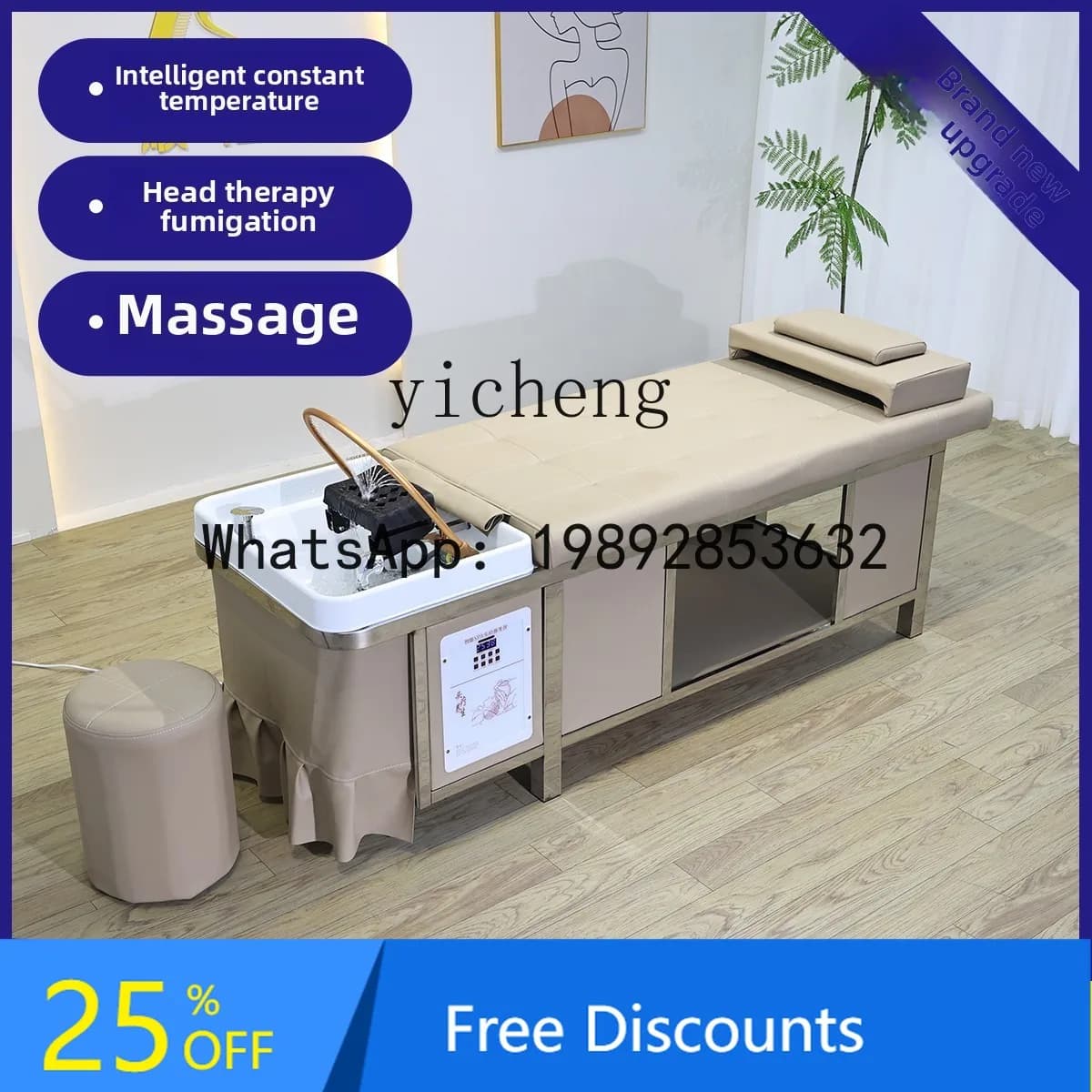 AA  head treatment shampoo bed stainless steel head treatment bed water circulation fumigation with water heater