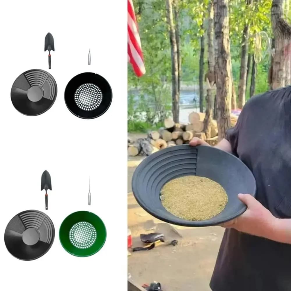 Plastic Gold Pan Riffle Basin Heavy Duty Gold Panning Kit Green Color 3Groove Design Washing Gold Panning Machine Lake Stream