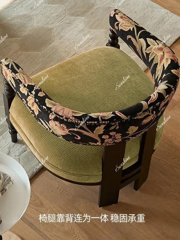 French retro solid wood home bedroom balcony living room single sofa chair  FT