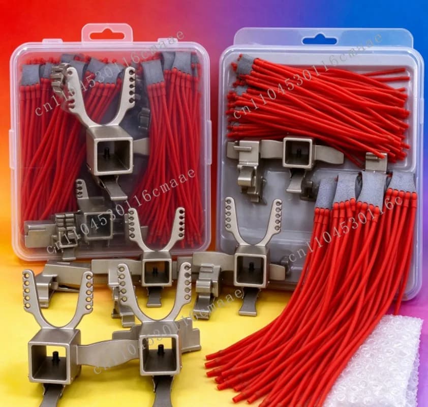Portable Slide Tool Bow Kit, Stainless Steel Square Tube Connector with Red Rubber Strap, Outdoor Handheld Assembly Accessories