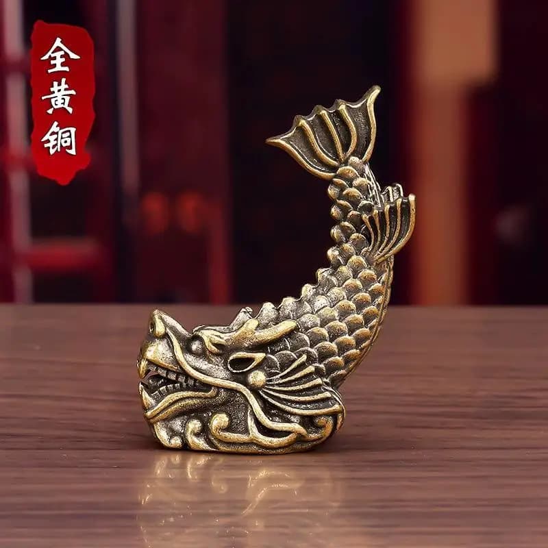 Device Yellow Tail Dragon Head Fish Kiss Beast Home Hallway Decoration Antique Art Small Ornaments