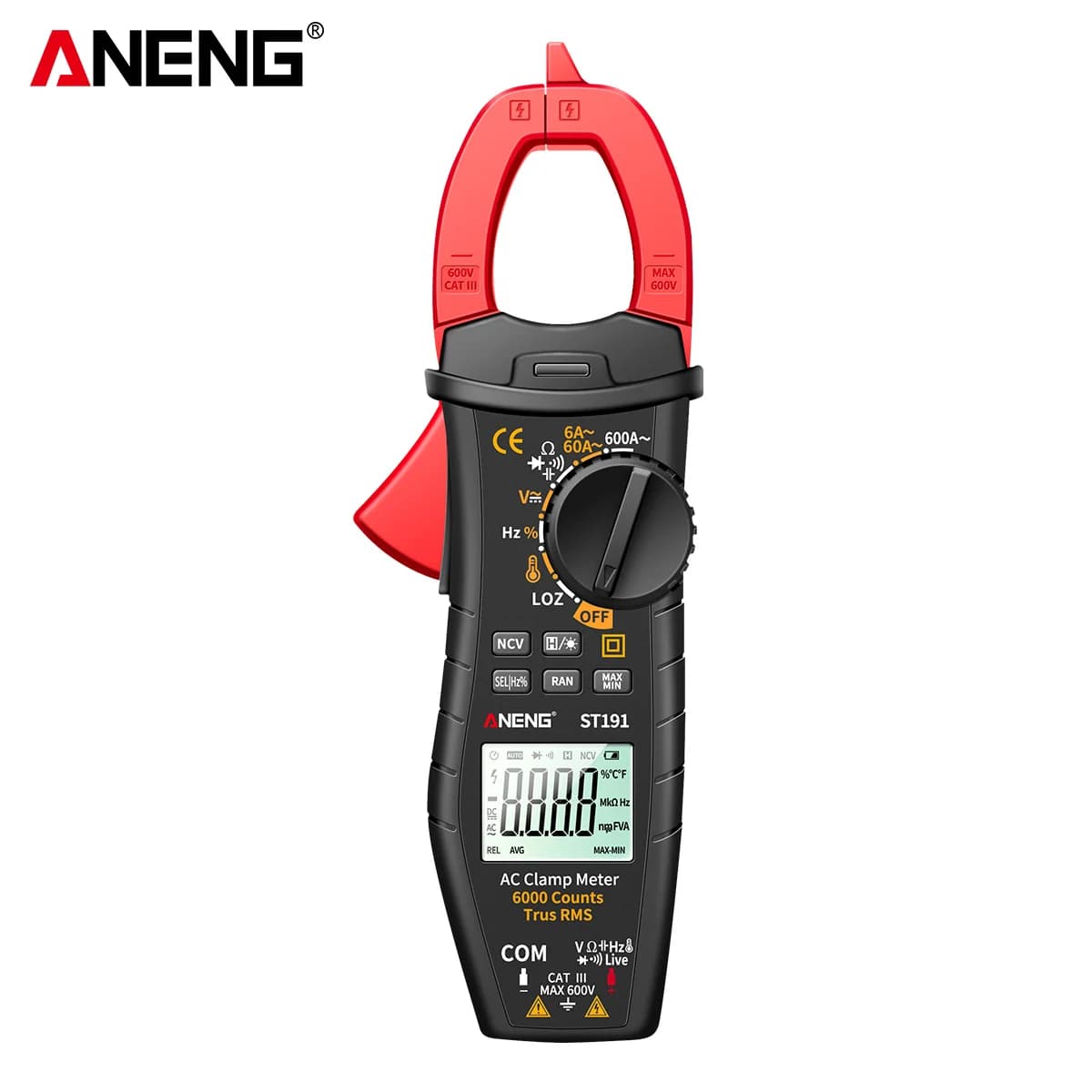 ANENG ST191 6000 Counts Smart Digital AC&DC Clamp Meter Voltage Current Testers 60A/600A Multimenter Capacitor Auto Ammet