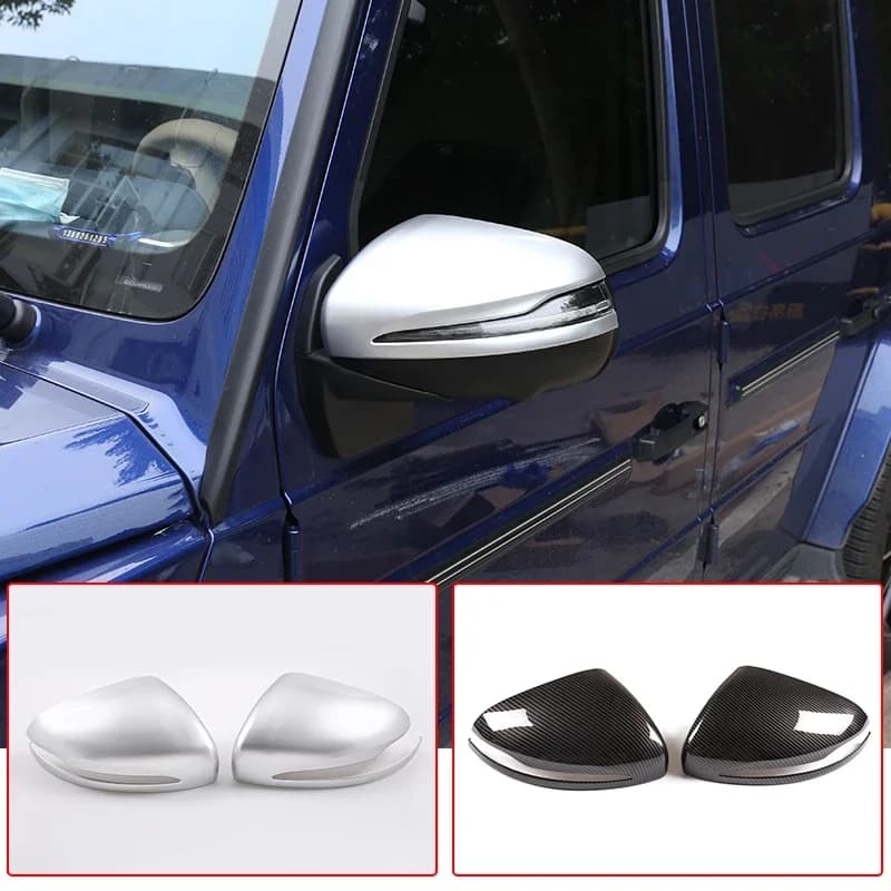2pcs Car Side Door Rearview Mirror Cap Decoration Cover Silver ABS Chrome For Mercedes Benz G Class W463 2019-20 Auto Accessory