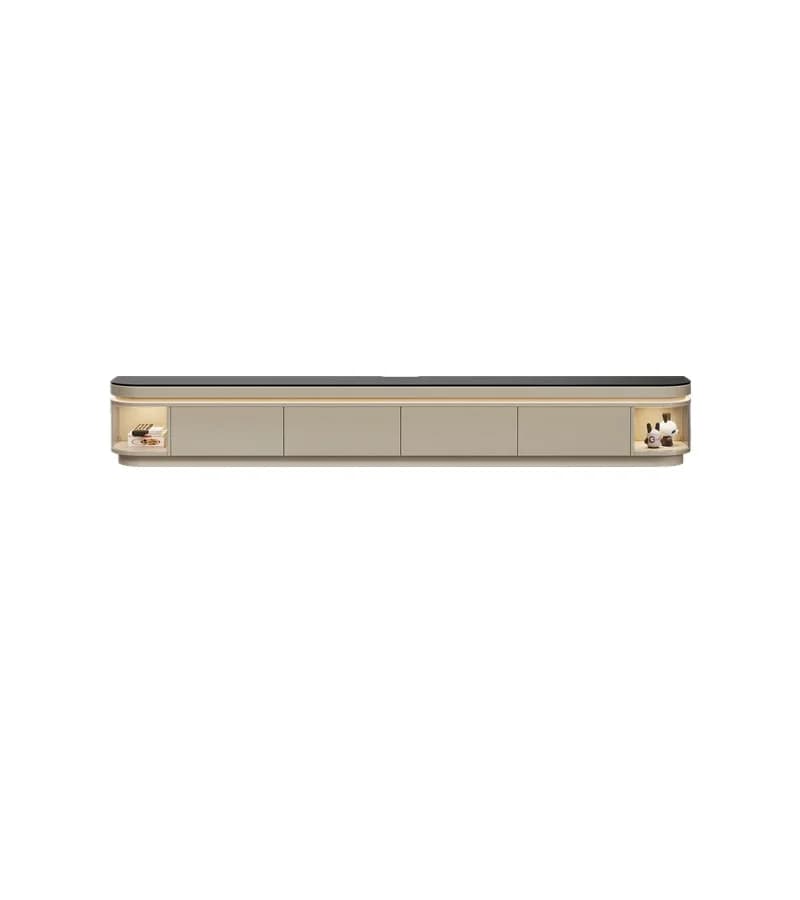 LMM solid wood floor-to-ceiling TV cabinet Italian light luxury living room home glass coffee table combination