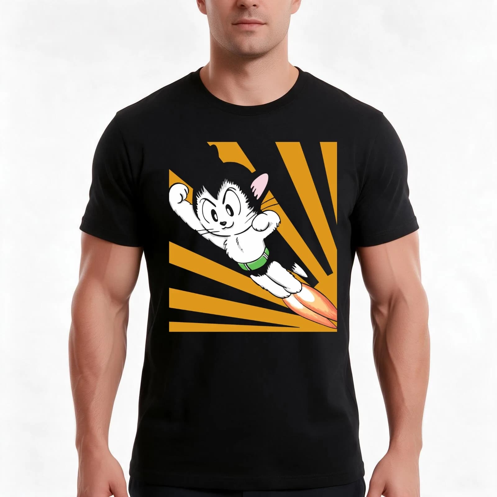 Of Astro Boy City T-Shirt, Summer Casual Cotton Tee, Oversized Streetwear Tops, Vintage Graphic Print, Loose Fit Short Sleeve