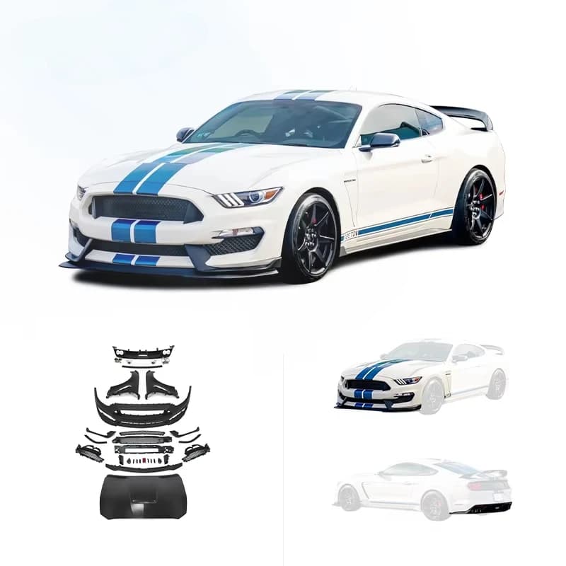 For Ford Mustang GT350 Upgrade SYB Style Body Kit Car Bumpers Hood Front Bumper Fender Rear Diffuser Decorative Accessories