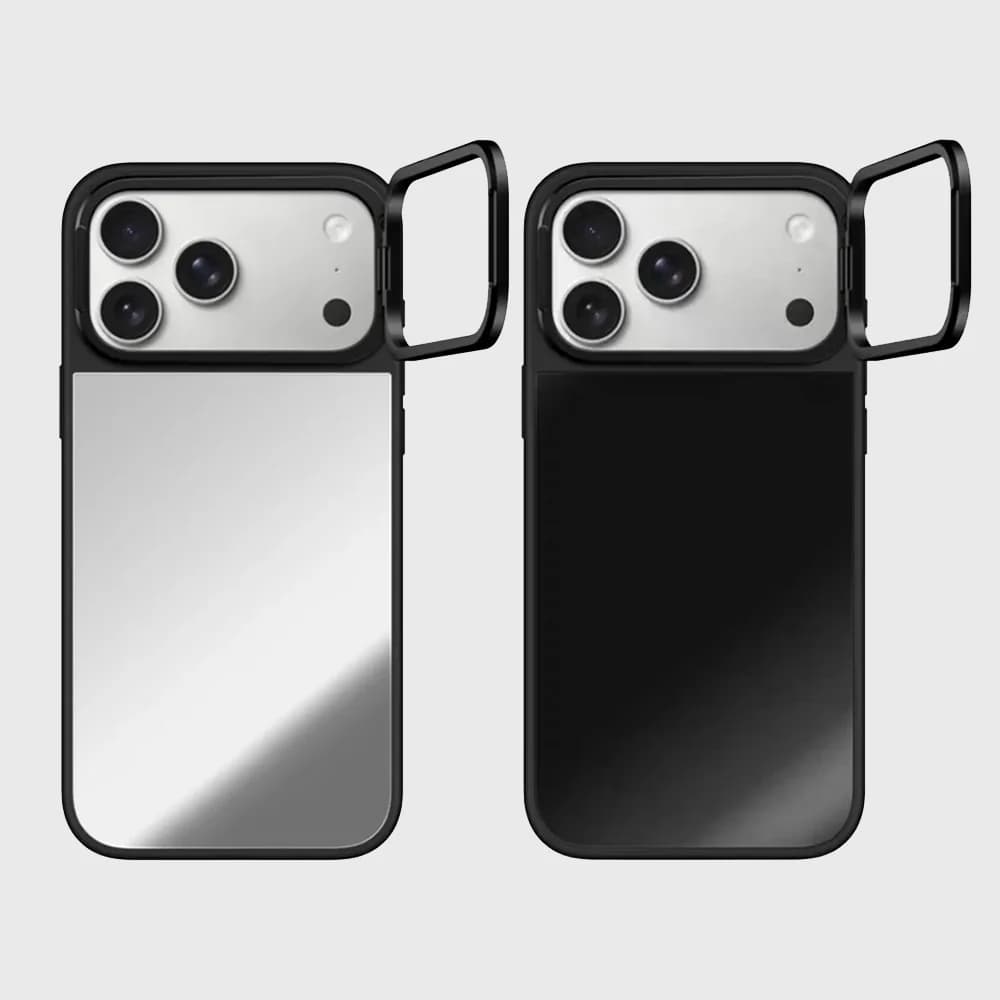 Lens Stand Mirror Surface Phone Cover for iPhone 14 15 16 17 Pro Max Case for iPhone 17Pro