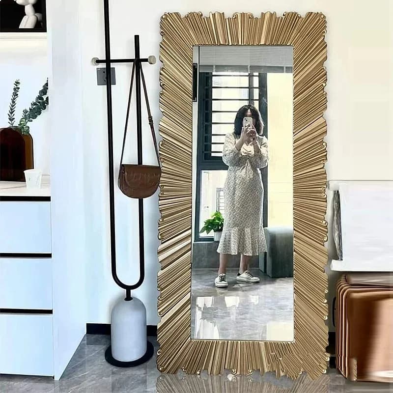 French Full Length Mirror Wall Mounted Vintage Standing Mirror for Bedroom Luxury Dressing Mirror for Closet