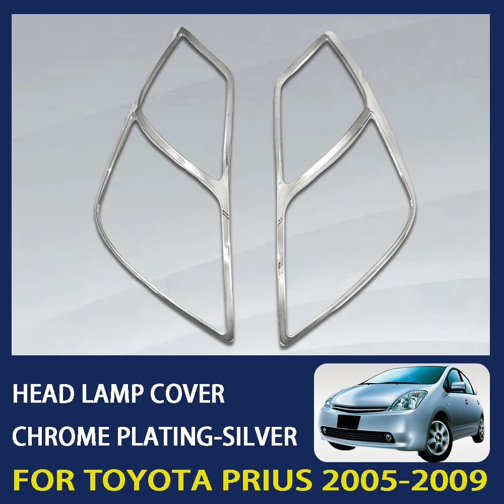 2 Pcs ABS Chrome Plated Silver Car Head Lamp Cover  For Toyota Prius 2005 - 2009 Car Accessories Exterior Components  Decorate