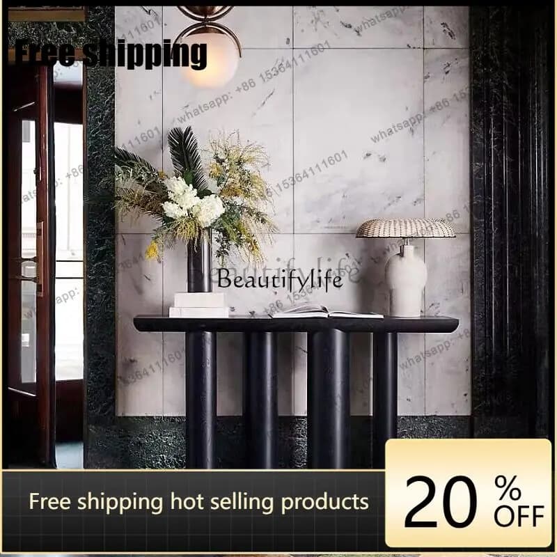 Factory Direct Italian Modern Minimalist Entryway Table Nordic Wabi-Sabi Style Wall-Mounted Solid Wood Light Luxury Entryway Cab