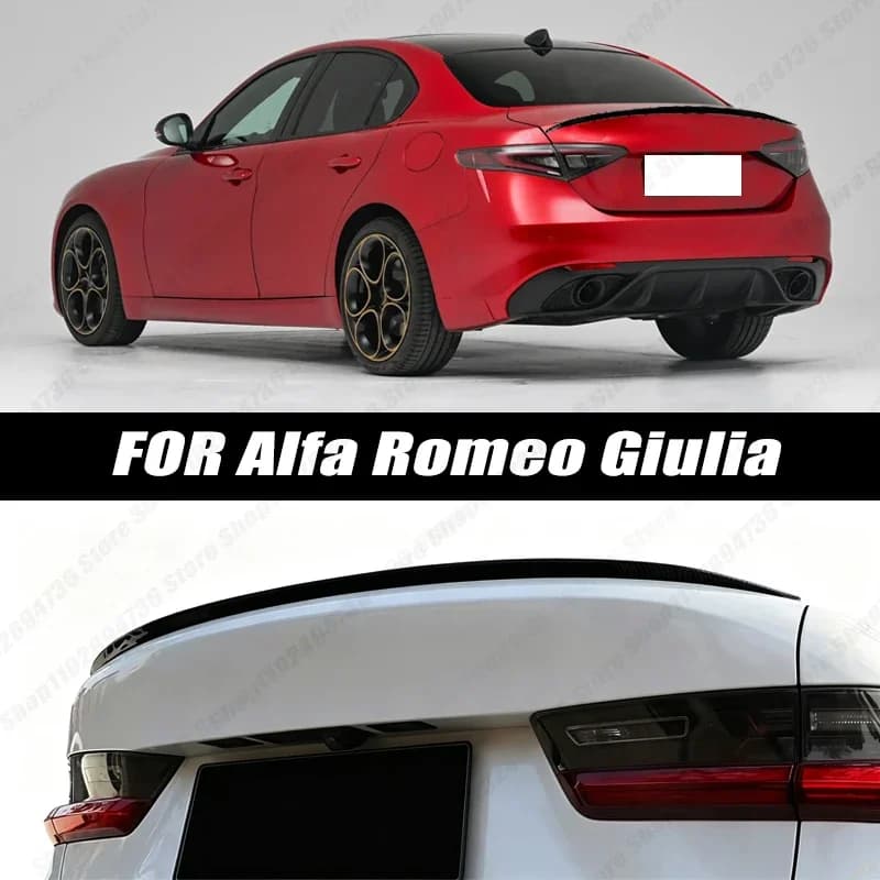 120CM Glossy Black Soft Rubber Universal Rear Trunk Spoiler 5D Carbon Look Tail Wing Fit For Alfa Romeo Giulia Sedan Accessories