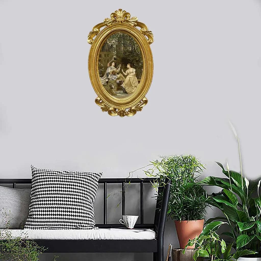Photos Frame Gold Decorative Decoration Hanging Resin Vintage Holder for Kitchen Home Decor Indoor Outdoor Porch Wedding