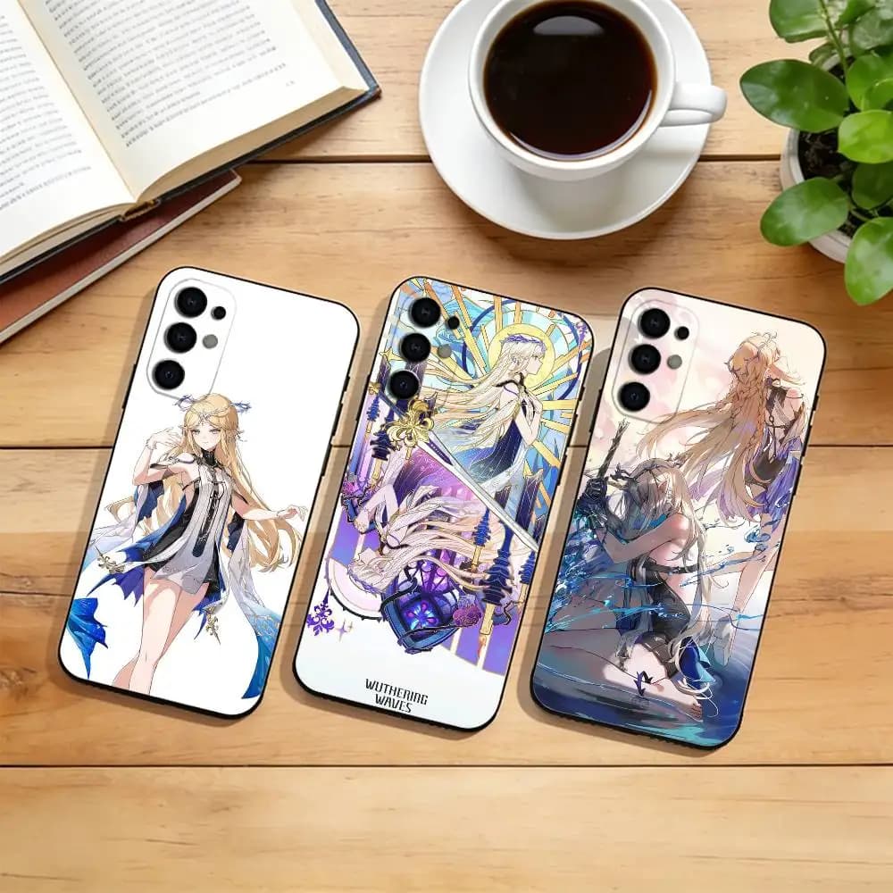 Wuthering Waves Cartethyia  Phone Case Black Silicone Soft For Samsung S25,S24,S21,S22,S23,S30,Ultra,S20,Plus,Fe,Lite