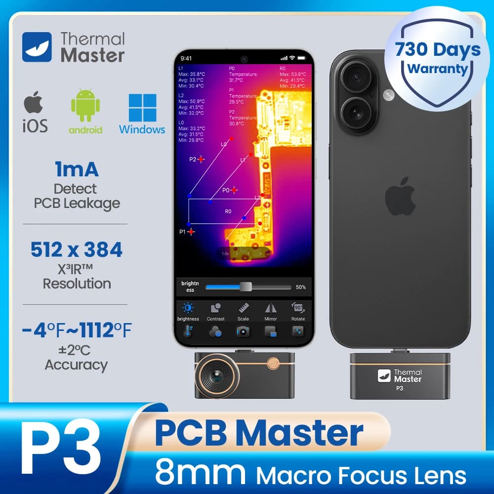 P3 Thermal Camera for Electronics Cell Phone Repair ios iPhone & Android Smartphone Macro Lens Thermal Imaging Camera 512*384