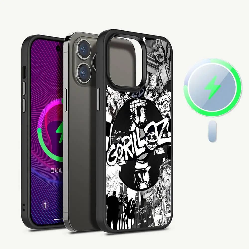 G-Gorillaz-Virtual Magnetic Wireless Phone Case For IPhone 17 16 15 14 13 12 11 Pro Max Plus Mag Phone Cover