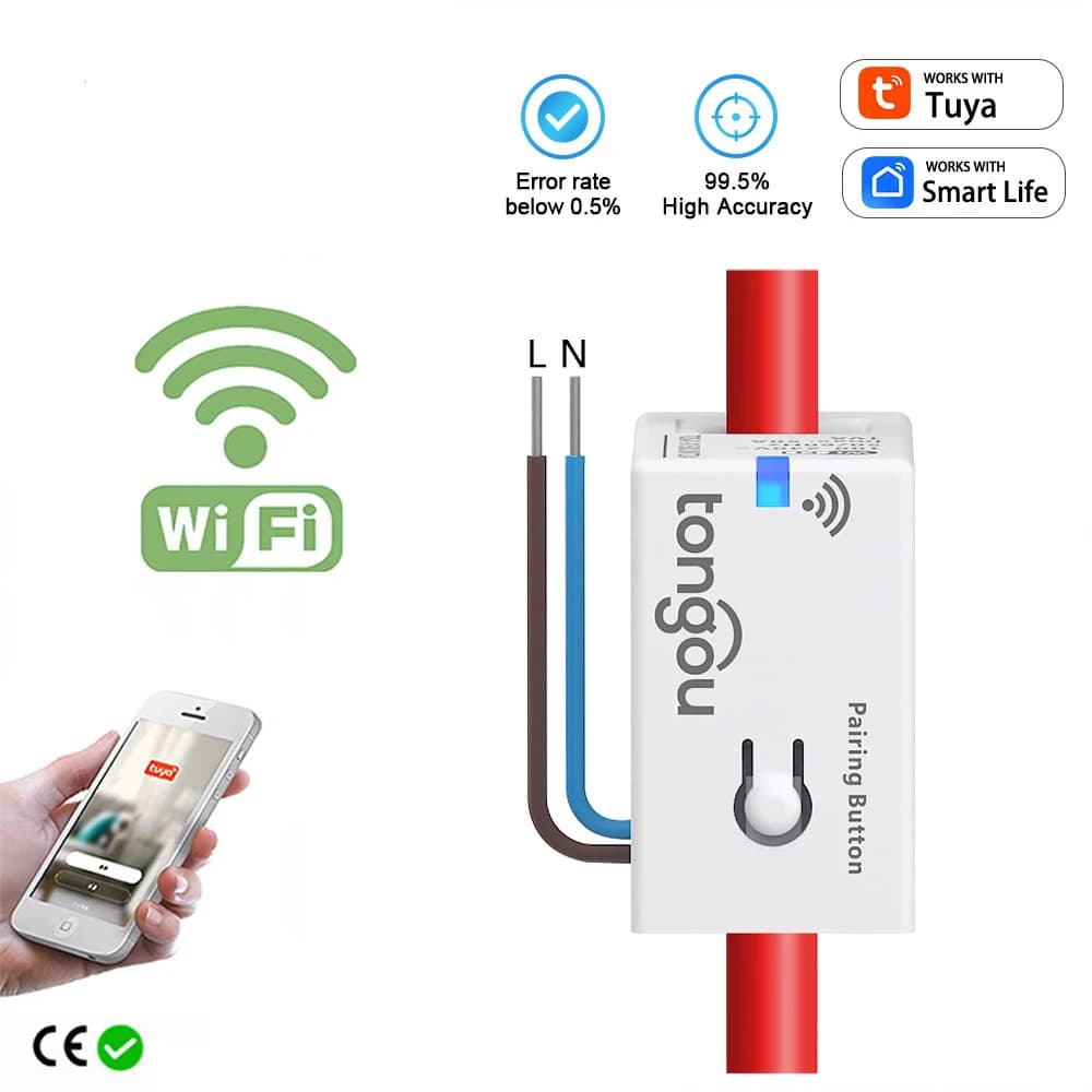 Tuya WIFI Smart Meter for Household Current Voltage Power Electricity Consumption Remote Real-time Viewing