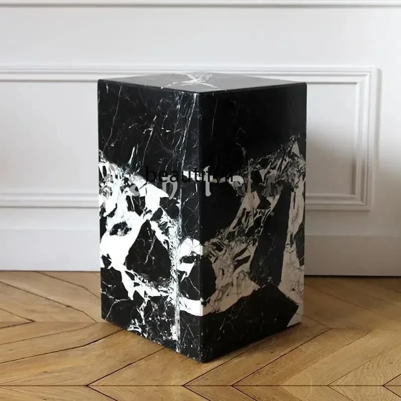 French natural marble black edge few designer home creative side table display stand