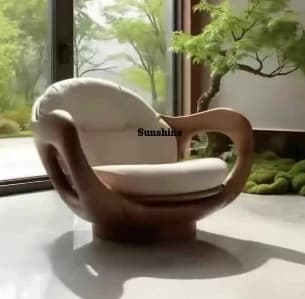 Customizable Modern Unique Shaped Leisure Chair Minimalist Design Accent Chair Solid Wood Armchair for Home Hotel