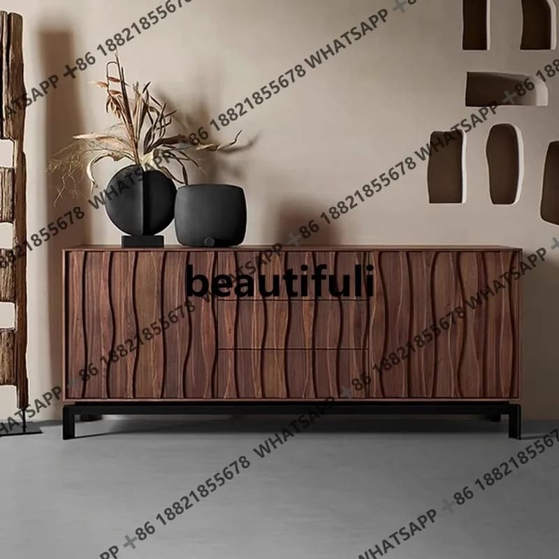 Solid wood sideboard, living room, wall decoration, storage, black walnut entryway
