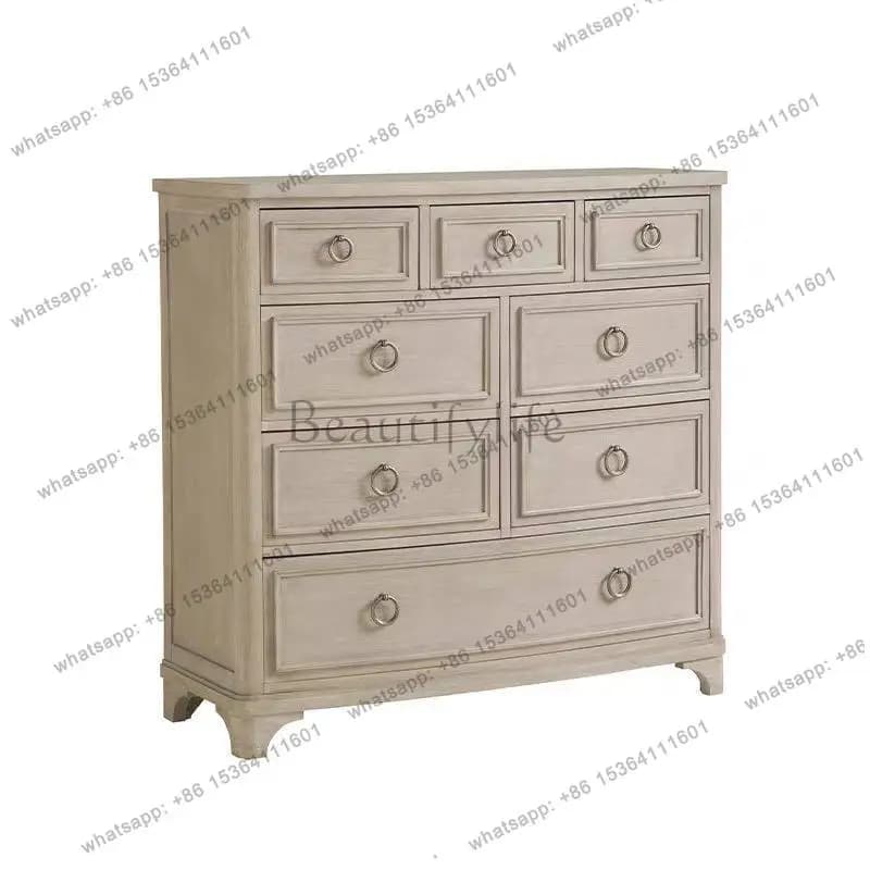 American retro solid wood bedroom storage drawers locker bedside table modern simplicity