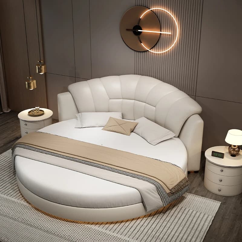 Blue Normal Double Bed Decoration Large Elegant Circle Luxury Double Bed Frame Adults Modern Cama Casal Furniture For Home