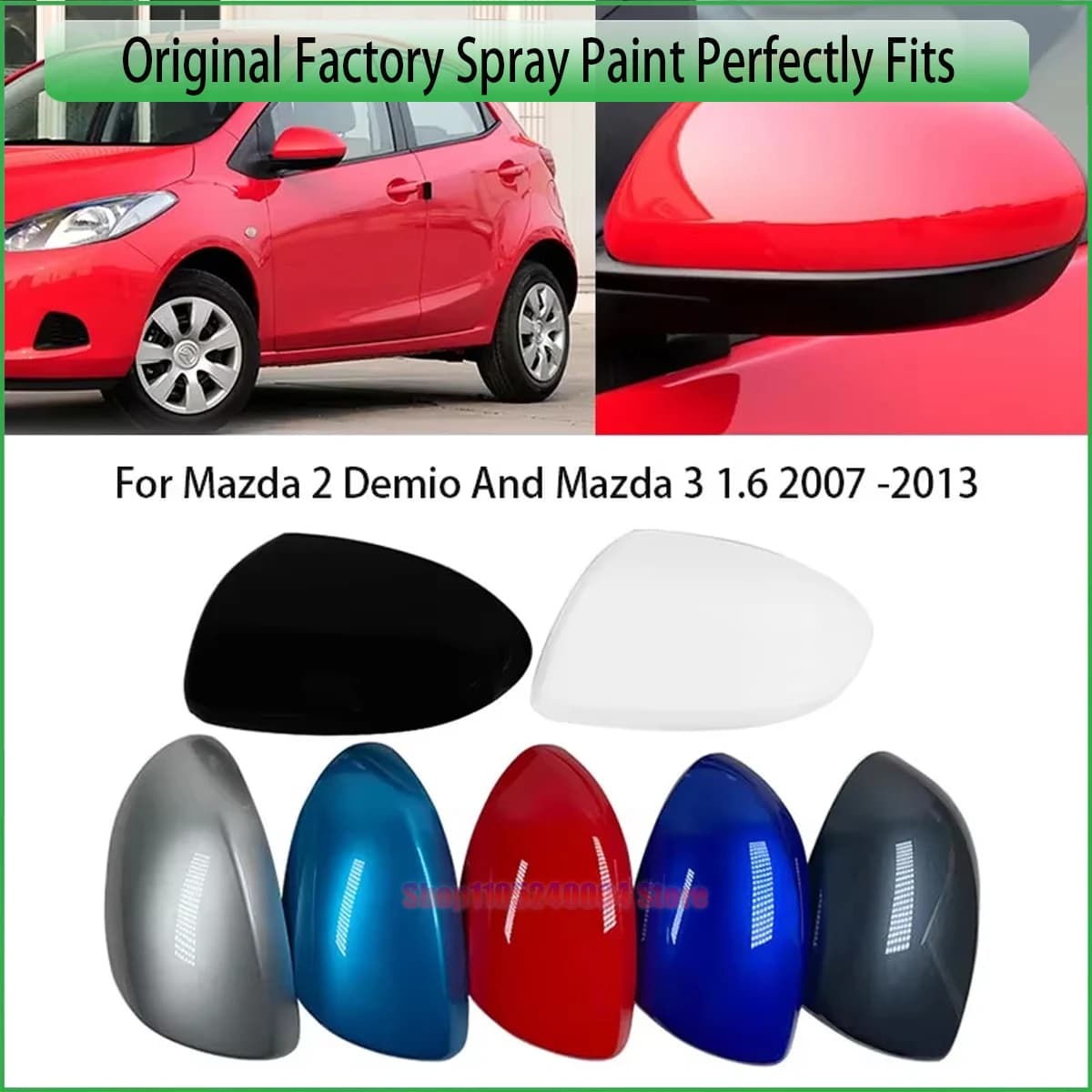 For Mazda 2 Demio and Mazda 3 1.6 2007 2008  - 2013 Painted Car Door Rearview Mirror Cover Housing Cap Wing Side Mirror Shell