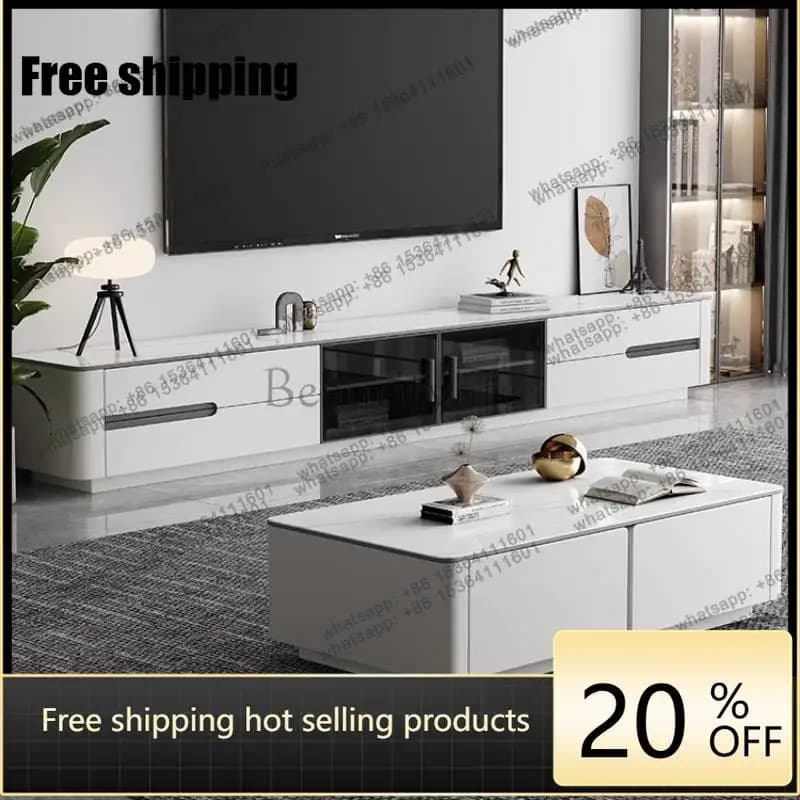 PGUnique Minimalist Tv Cabinet Hiding European Vintage Designer Tv Cabinet White Nordic Storage Muebles Para Sala Furniture Home