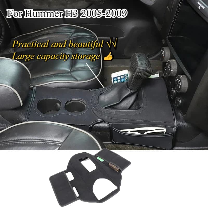 For Hummer H3 High-solid Sheepskin Leather Black Car Center Console Protective Cover Trim Interior Car Accessories