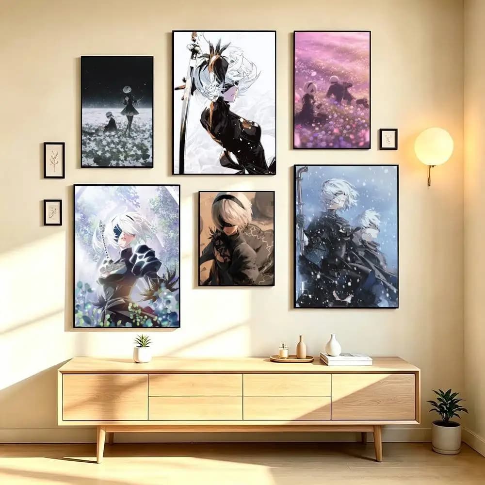 N-NieR Automata YoRHa 2B  Poster High Quality Dorm Living Room Aesthetic Wall Decoration Painting Stickers Gift