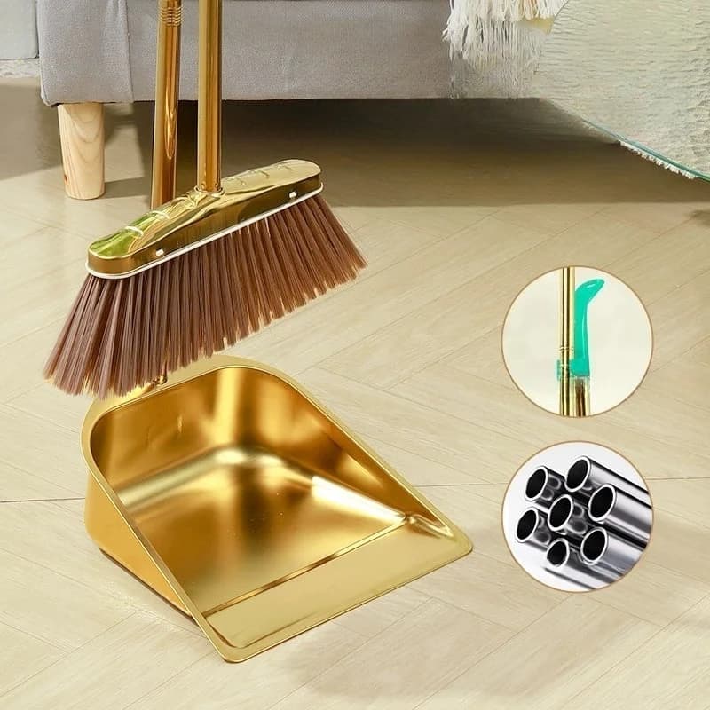Thickened stainless steel broom household gold dustpan garbage shovel broom combination indoor and outdoor