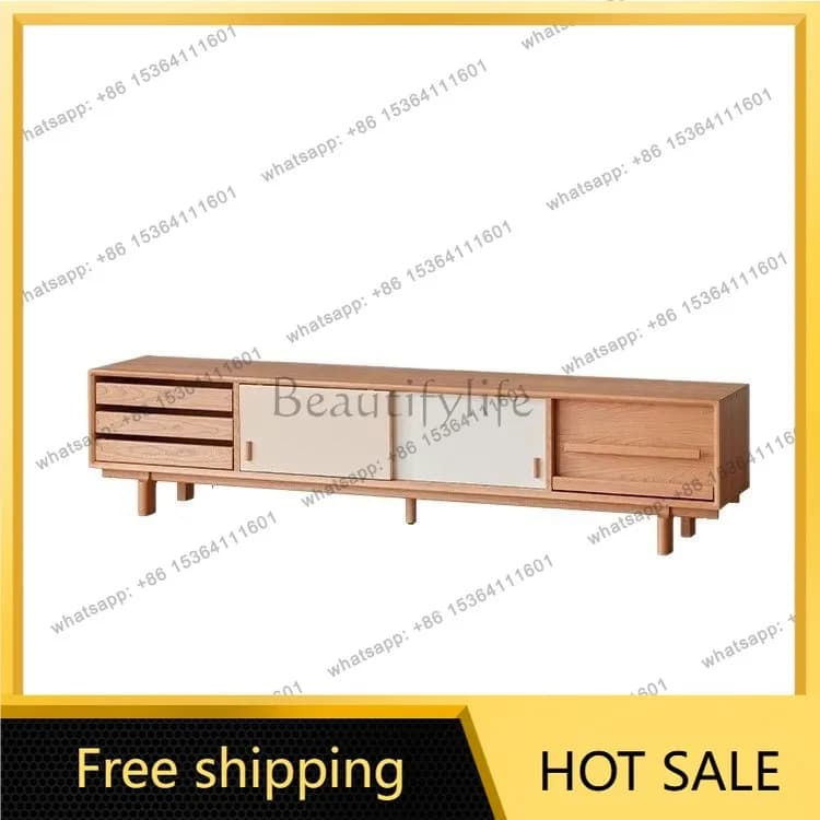 Factory Direct Sales Solid Wood Medieval Shuangpin TV Cabinet Storage Log Storage Cabinet