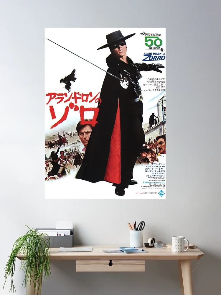 ALAIN DELON in ZORRO Japanese Movie, Art Print Silk Poster Home Wall Decor