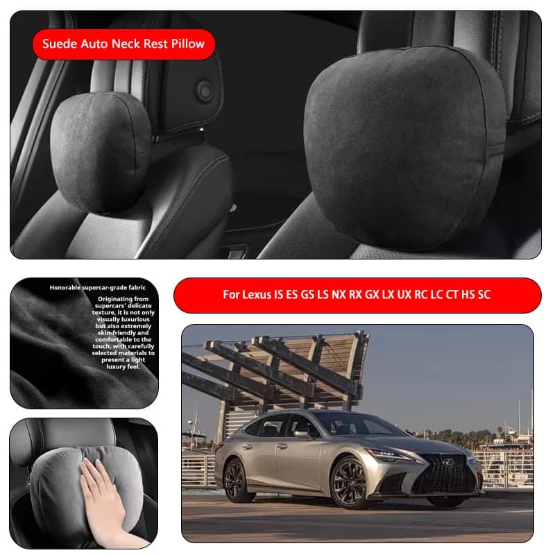 For Lexus Premium Faux Suede Neck Pillow car seat pillow car neck pillow Suede Fabric Car Headrest interior