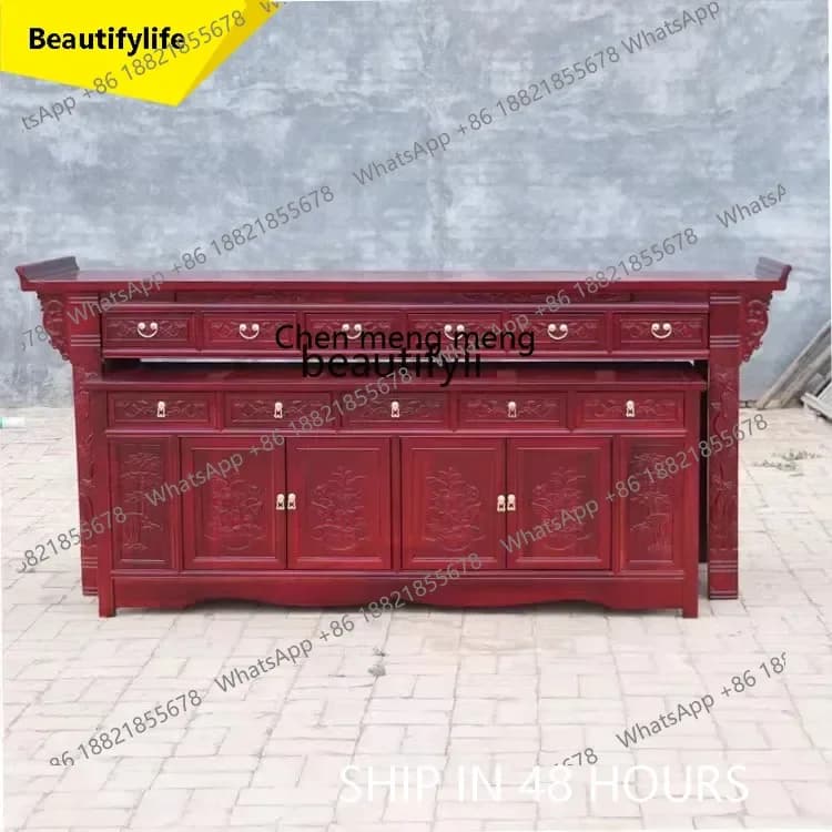 cn8350 ssSolid Wood Altar Altar Altar God Case Buddha Shrine Incense Burner Table Buddha Niche Entrance