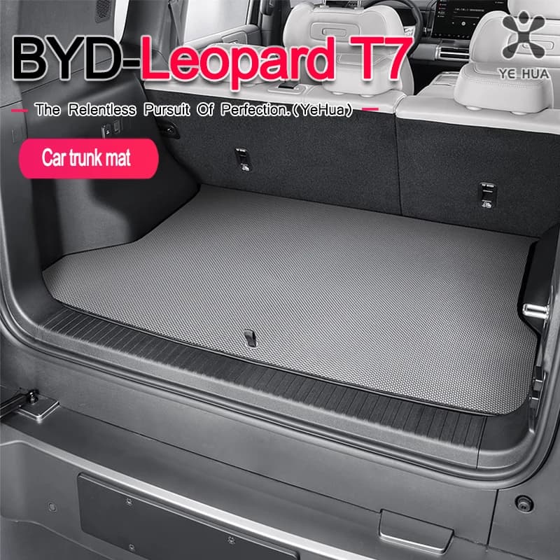 For BYD 2025-26 Formula Leopard Titanium 7 TPR Carbon Fiber/TPE Trunk Mats Cargo Liner,Non-slip Carpet Back Seat Protector Boot