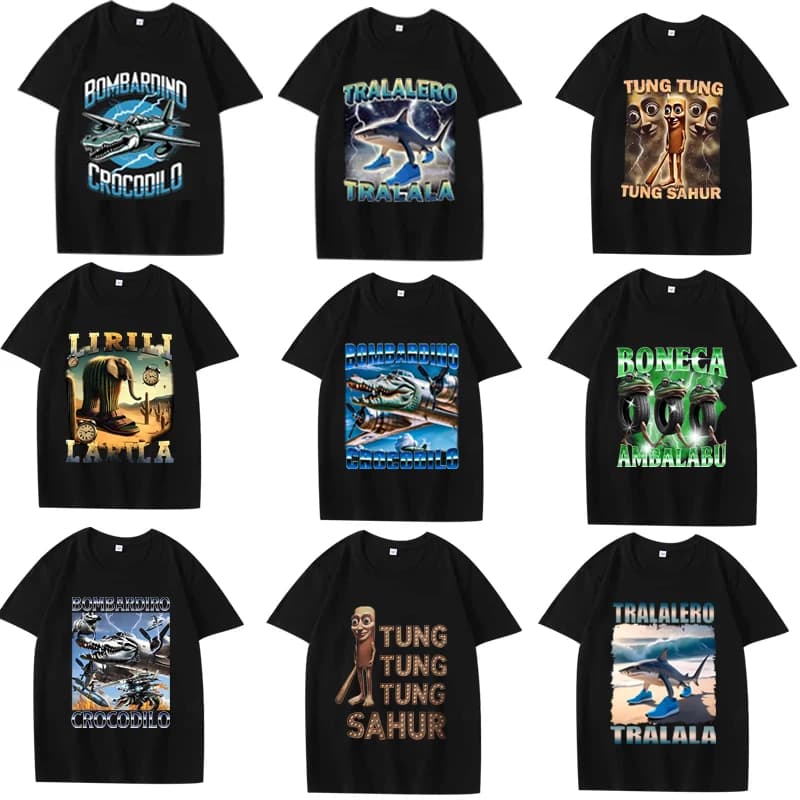 Italian Brainrot Funny Meme T shirt men women Tralalero Tralala Tung Tung Tung Sahur Bombardiro Crocodilo Brr Brr Cappuccino tee