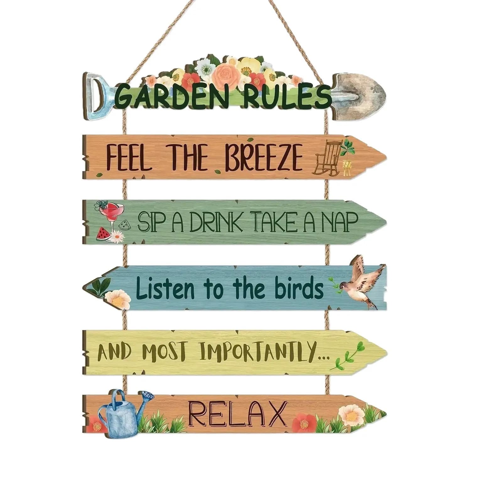 Rustic Wooden Garden Hanging Sign Outdoor Decor Relaxing Communication Farmhouse Sand Beach Decor Sign, Outdoor