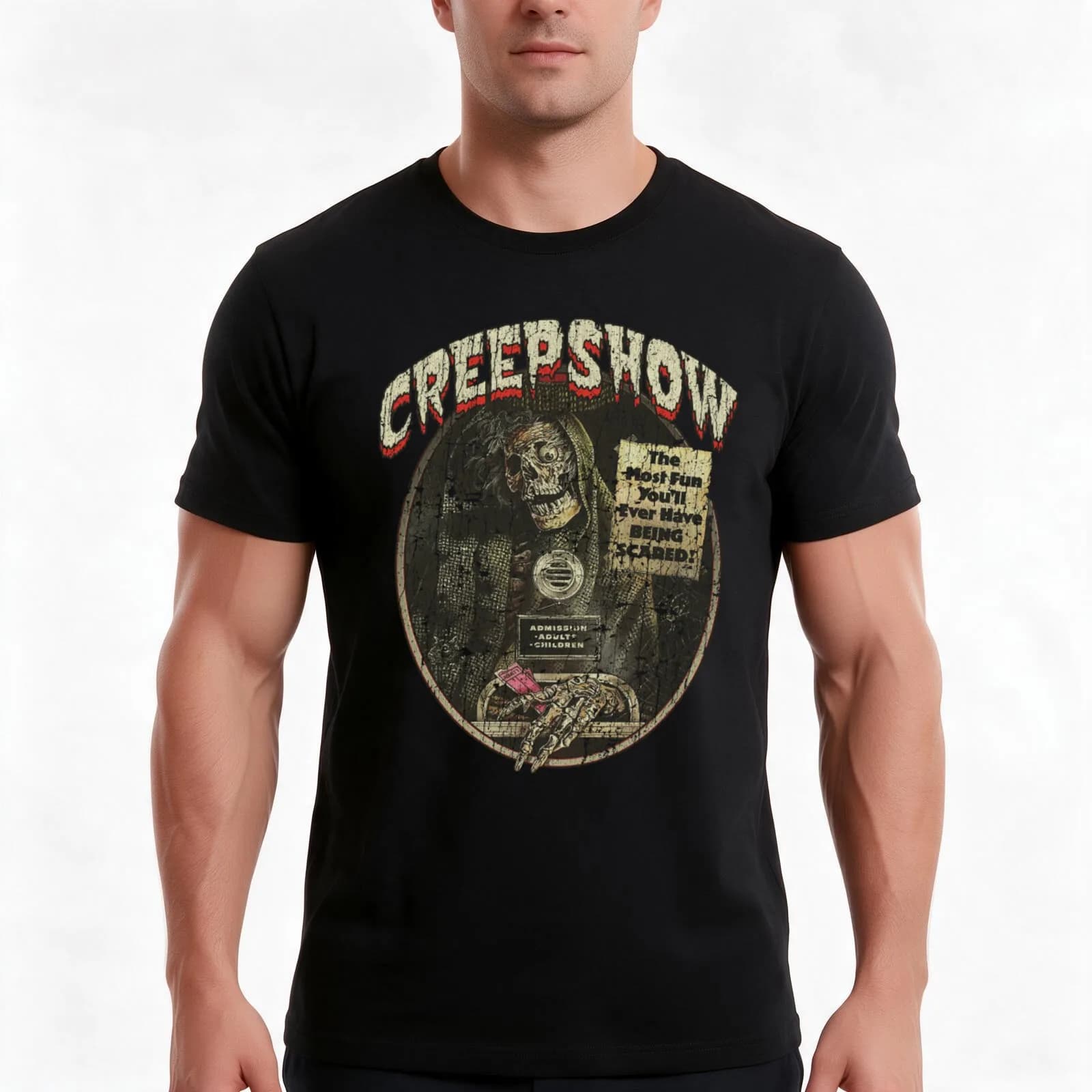 Creepshow 1982 T-Shirt, Summer Casual Cotton Tee, Oversized Streetwear Tops, Vintage Graphic Print, Loose Fit Short Sleeve