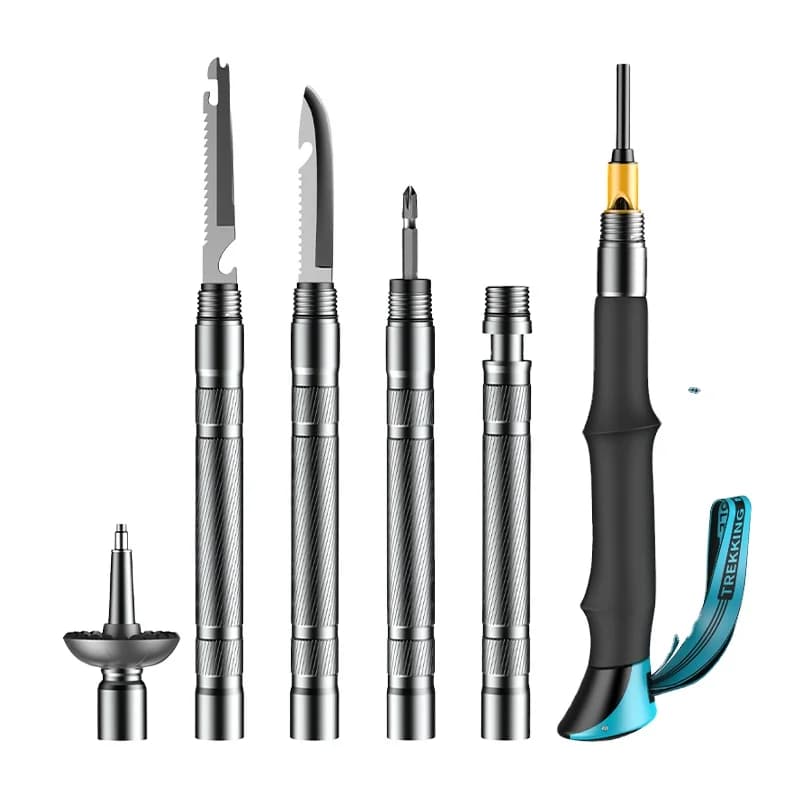 Multi-Function Trekking Poles Shockproof Lightweight Folding Alpenstocks Walking Hiking Stick