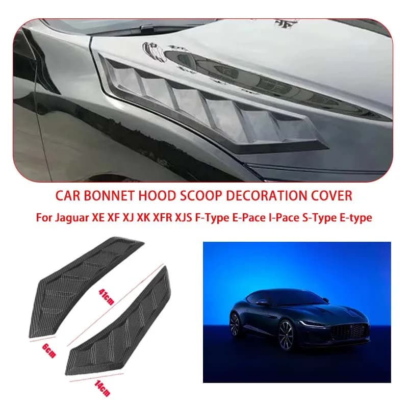 2 Pcs Gloss Black For Jaguar Hood Vents Bonnet Cover Rubber Front Bonnet Vent car decorations