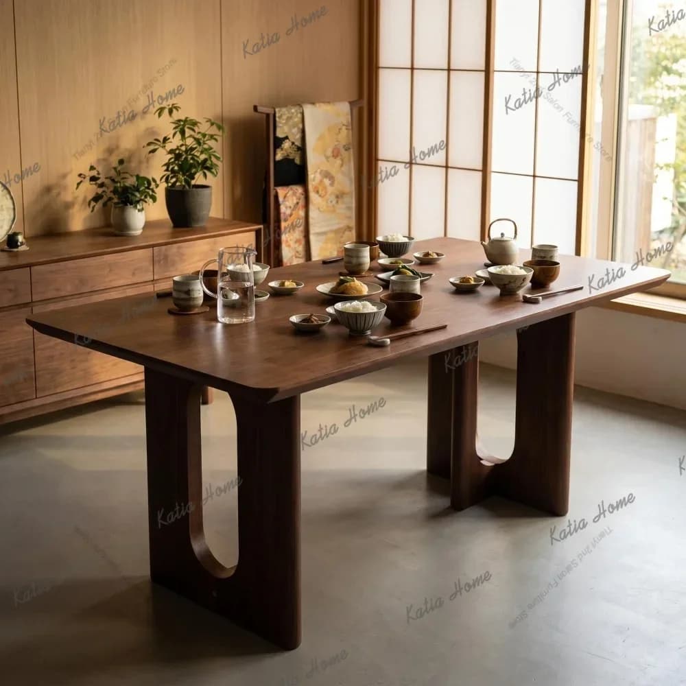 LS62.9-inch Rectangular Solid Wood Dining Table; A Minimalist, Modern Design Suitable for Kitchens, Dining Rooms and Living Room