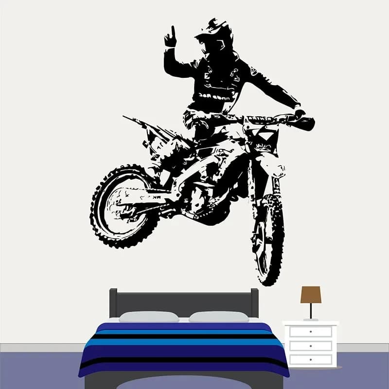 Wall Decal Motorcross Dirt Bike Sticker Bedroom Sport Dirt Bike Motorcycle Personalised Boys Teenager Room Decoration E108