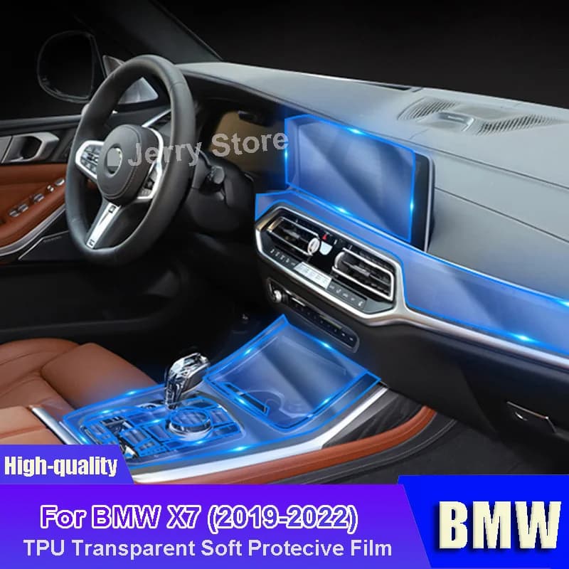 Anti-scratch Repair Car Sticker Accessories For BMW X7 (2019-2022) Car Interior Center console Transparent TPU Protective Film