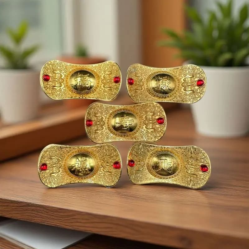 Alloy living room fortune longevity happiness wealth gemstone gold ingot ornaments and decorations