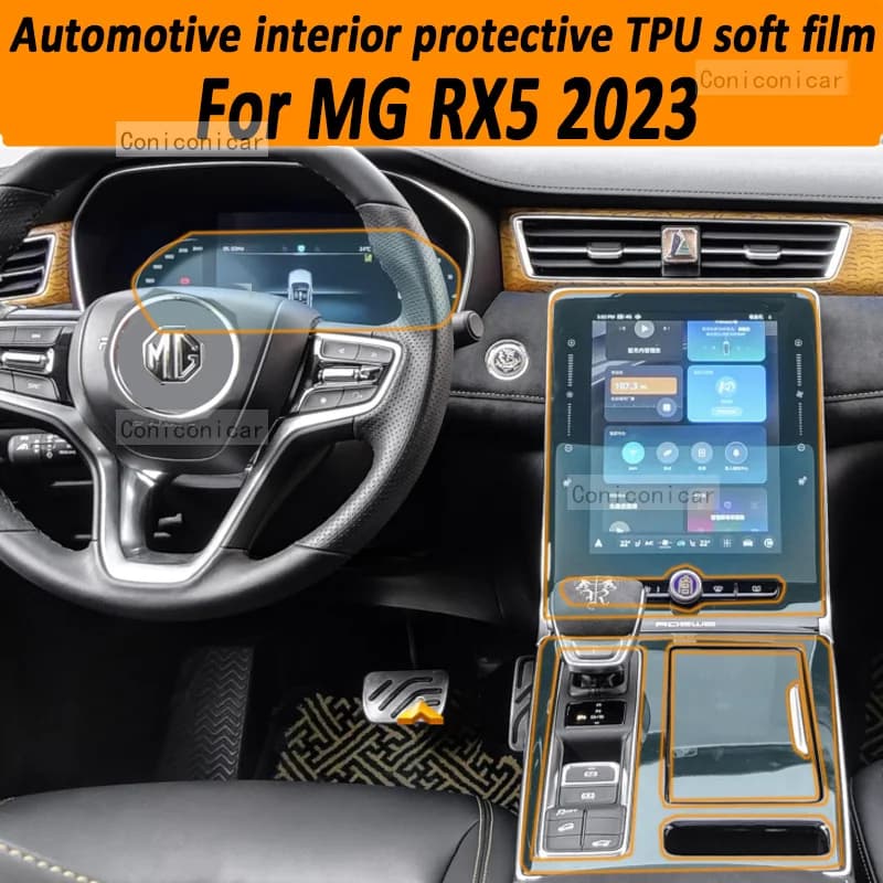 For MG RX5 2023 2024 Car Interior Center Console Screen Transparent TPU Protective Film Anti-scratch Repair Film Accessories