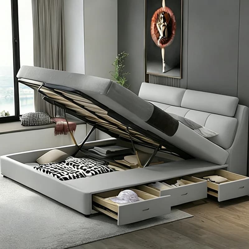Storage Queen Bed Double Floor Space Saving Design Wooden European Princess Bed Beauty Luxury Letto Matrimoniale Home Furniture
